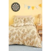 Sarı Yaprak Desenli Pamuklu Tek Kişilik Nevresim Takımı