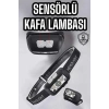 Sensörlü Şarjlı Kafa Lambası 4 Modlu Açık Hava Kullanımı