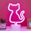 Sevimli Neon Kedi Masa Lambası Pembe Işık 1 Adet