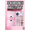 Şık Akıllı Saat 3 Kordonlu Aksesuar Hediyeli