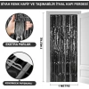 Black Extra Metalized Shiny Fringed Backdrop Curtain