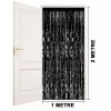 Black Extra Metalized Shiny Fringed Backdrop Curtain