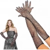 Black Pearl Diamond Fishnet Long Gloves