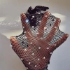 Black Pearl Diamond Fishnet Long Gloves