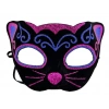 Black Velvet Coated Pink Blue Glitter Embroidered Cat Mask 20x13 cm (5365)