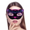 Black Velvet Coated Pink Blue Glitter Embroidered Cat Mask 20x13 cm (5365)