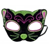 Black Velvet Coating with Pink Green Glitter Embroidered Cat Mask 20x13 cm (5365)
