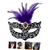 Black Velvet Sequined Purple Feather Party Mask