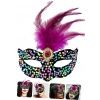 Black Velvet Colorful Sequined Pink Party Mask