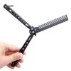 Black Foldable Stainless Steel Butterfly Knife Comb Beard Mustache Brush Comb for Professional Haircut (5365)