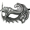 Black Color Laser Cut Crystal Stone Metal Ball Party Venetian Mask (5365)