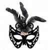 Siyah Renk Siyah Süet Kaplama Tüylü Kelebek Figür Parti Maskesi 24x18 cm (5365)