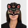 Black Suede Red Yellow Glitter Cat Mask