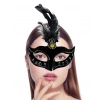 Black Feathered Suede Party Mask