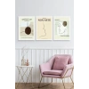 Soyut Sanat Üçlü Ahşap Çerçeveli Tablo 23 x 30