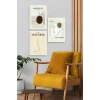 Soyut Sanat Üçlü Ahşap Çerçeveli Tablo 50 x 70