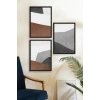 Soyut Üçlü Ahşap Çerçeveli Tablo 23 x 30