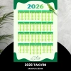 Takvim 2026 Premium A4 300 Gr Dijital Baskı Yeşil-beyaz