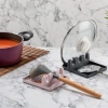 Tencere Kapak Tutuculu Kaşıklıklı Tencere Kapak Standı Pratik Kaşık Kepçe Altlık Düzenleyici (5365)