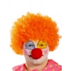 Turuncu Renk Kıvırcık Afro Bonus Peruk Takma Saç ve Kırmızı Burun Seti (5365)