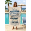 Unisex Desenli Baskılı Deniz Plaj Havlusu Balık 70X140 Cm