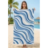 Unisex Desenli Baskılı Deniz Plaj Havlusu Dalga Desen 70x140 Cm