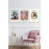 Ünlü Tablolar Üçlü Ahşap Çerçeveli Tablo 30 x 40
