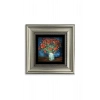 Van Gogh Çiçekli Vazo Çerçeveli Taş Tablo 20 cm