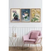 Vazodaki Çiçekler Üçlü Ahşap Çerçeveli Tablo 40 x 60