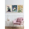 Vazodaki Çiçekler Üçlü Ahşap Çerçeveli Tablo 50 x 70