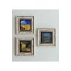 Vincent Van Gogh 3lü Çerçeveli Taş Tablo , Çerçeveli Taş Duvar Dekoru 20 cm
