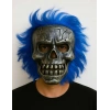 Wild Skull - Gümüş Kafatası Mavi Saçlı İskelet Maske (5365)