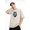 Wolf - Oversize Erkek Tişört BEJ