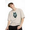 Wolf - Oversize Erkek Tişört BEJ