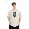 Wolf - Oversize Erkek Tişört BEJ