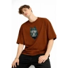 Wolf - Oversize Erkek Tişört KAHVE
