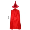 Yetişkin Boy Kırmızı Yakalı Pelerin ve Kırmızı Cadı Şapkası