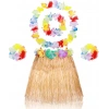 Yetişkin Çocuk Hawaii Parti Seti - 40 cm Naturel Etek + Çiçek Aksesuarlar (5 Parça) (5365)
