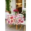 Yuvarlak Çiçek Desenli Duck Kumaş Masa Örtüsü 150x150 Cm