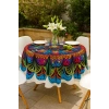 Yuvarlak Etnik Desenli Duck Kumaş Masa Örtüsü 150X150 Cm