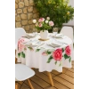 Yuvarlak Gül Desenli Duck Kumaş Masa Örtüsü 150x150 Cm