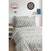 Zigzag Desenli Gri Pamuklu Tek Kişilik Nevresim Takımı