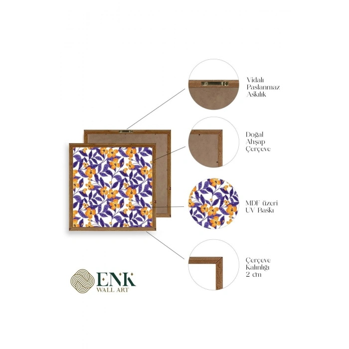 Çiçek Ahşap Çerçeveli Tablo 42 x 42