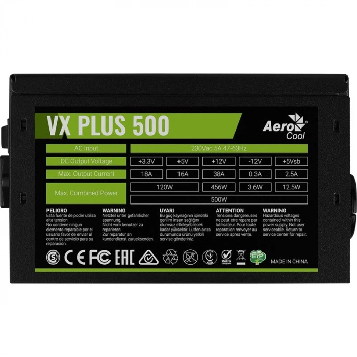 Aerocool Ae-vxp500a Vx Plus 500w 38a 12v Aktif Pfc Güç Kaynağı