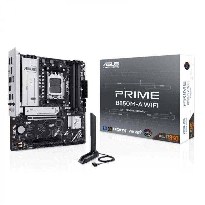 Asus Prıme B850m-a Wıfı Ddr5 8000mt/s 1xhdmı 2xdp 3xm.2 Usb3.2 Matx Am5 (amd Am5 9000/8000/7000 Serileri İle Uyumlu)
