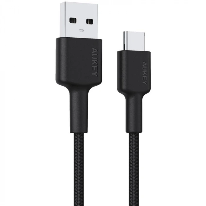 Aukey Cb-cd30-bk Naylon Örgülü Usb-a Type-c Şarj Kablosu 0.9mt