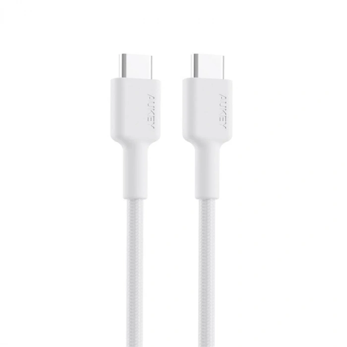 Aukey Cb-cd45-wh Pd Naylon Örgülü Type-c Type-c Şarj Kablosu 0.9mt