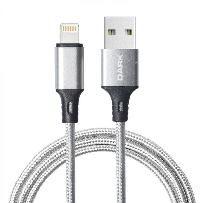 DARK DK-CB-LT100BR USB TO LIGHTNING 1MT ÖRGÜLÜ QUICK CHARGE DESTEKLİ ŞARJ VE DATA KABLOSU