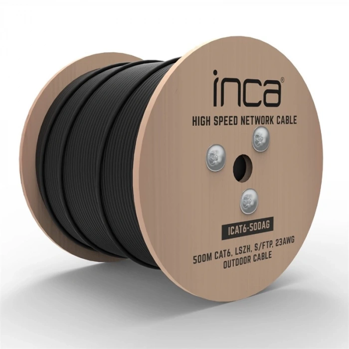 Inca Icat6-500ag Outdoor S/ftp 23 Awg Lszh Network Cable 500 M Siyah