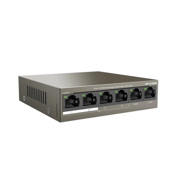 Ip-com F1106p-4-63w 4 Port 10/100+2x10/100 Uplınk Metal Kasa 58w Poe Swıtch